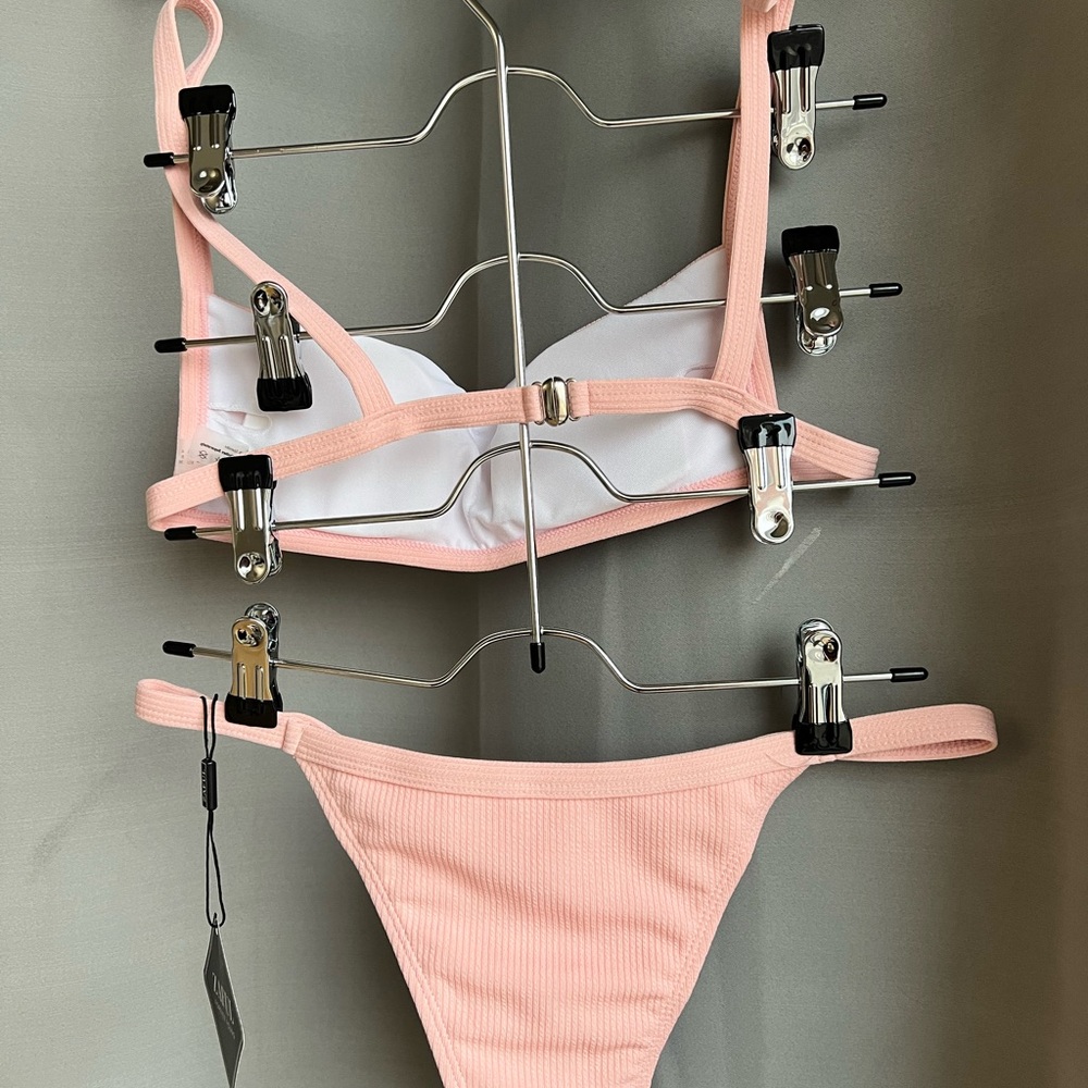 Zaful Blush Ribbed Bikini Set - Picture 5 of 7
